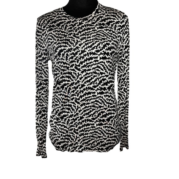 Tory Burch Tops - Tory Burch Silk Long Sleeve Top Blouse Black White Abstract Print Small